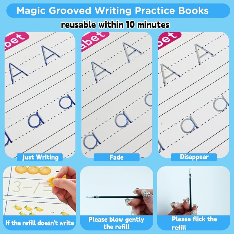 AALGO Handwriting Book Practice for Kids,Reusable Grooved Handwriting Books, Writing Practice for Kids Age 3-5 - Image 4